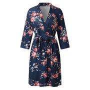 Lixiuxyad Robes For Women Knit Bathrobe Soft Lightweight Knee Length Loungewear S XXL Blue