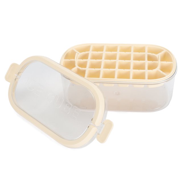 Ice Cube Tray Lid 2 Layer Ice Trays Freezer Ice Scoop Make 28 Square Cubes 26 Round Cubes