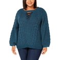 thumbnail image 2 of Love Scarlett Lace Up Sweater (Medıum Blue, 1X Plus), 2 of 3