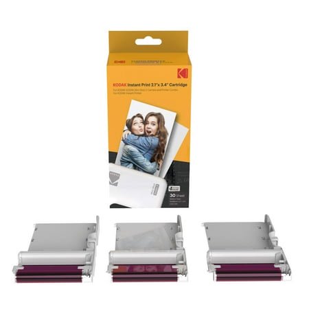 Kodak 30 Pack 4PASS Real Photo (2.1""x3.4"") & Laminate Process Cartridge All-in-One Paper and Color Ribbon Refill-Compatible with Mini 2 Mini 2 Plus Mini 2 Retro Mini Shot Mini Shot 2 Retro