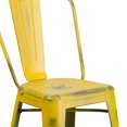 thumbnail image 3 of Commercial Grade 4 Pack 24" High Distressed Yellow Metal Indoor-Outdoor Counter Height Stool with Back, 3 of 9