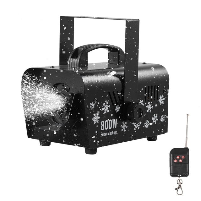 VEVOR Machine à Neige, Machine à Neige Portative Ou Suspendue de 800 W avec Fini Noir, Émettant une Mousse Semblable à de la Neige Artificielle. la Machine Doté d'Une Poignée Intégrée pour la Portabilité, d'Un Réservoir de 1 L et d'Une Télécommande Sans Fil pour une Utilisation Facile. Idéale pour une Utilisation Intérieure et Extérieure, Elle Crée une Atmosphère Hivernale Magique pour les Fêtes de Noël, les Effets de Scène et les Événements. la Conception Compacte Comprend des Pieds Antidérapants et Plusieurs Évents à Dissipation de Chaleur pour la Sécurité et la Durabilité.