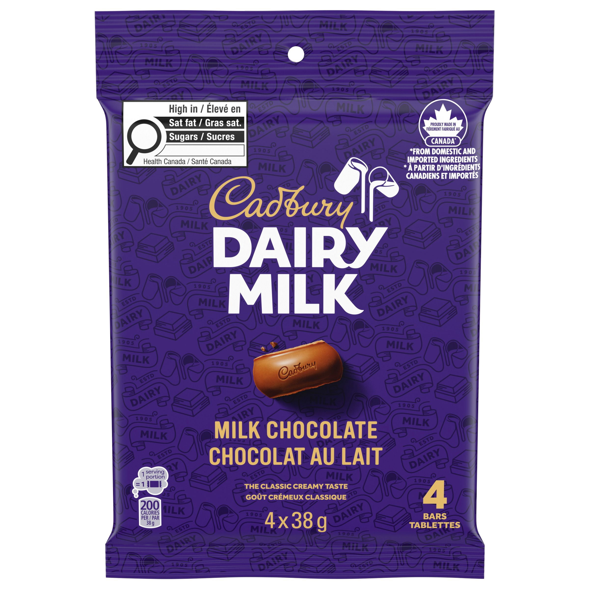 CADBURY DAIRY MILK, Tablettes de Chocolat au Lait, Lot de 4