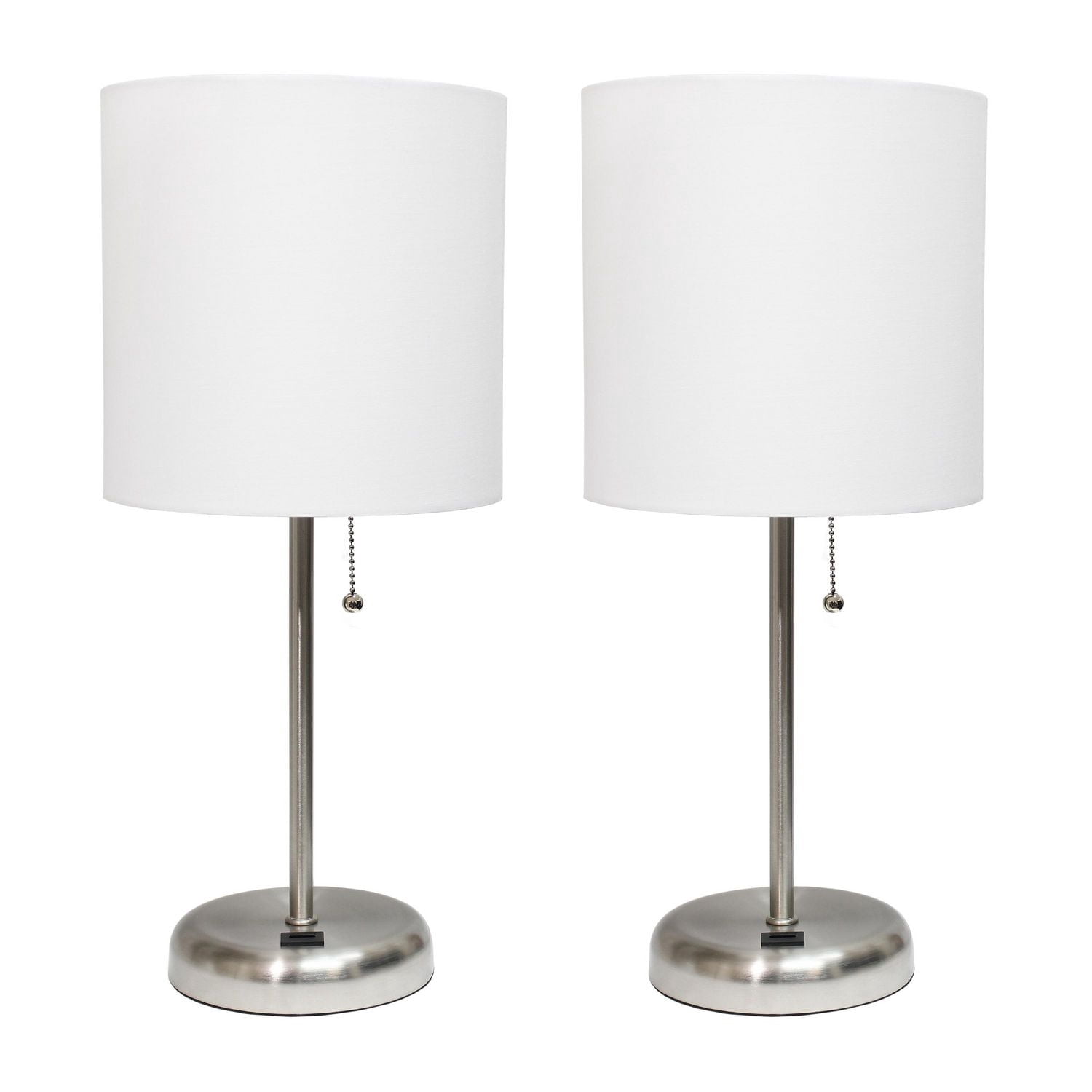 LimeLights Stick Lamp with USB charging port and Fabric Shade 2 Pack Set