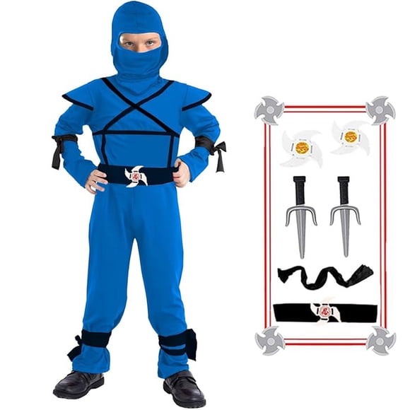 AIpartys Costume de Ninja d'Halloween Enfants Costumes de Ninja Musclés Garçons Ensemble de Ninja Accessoires Meilleur Cadeau pour Enfants (kids-M-6/7T)