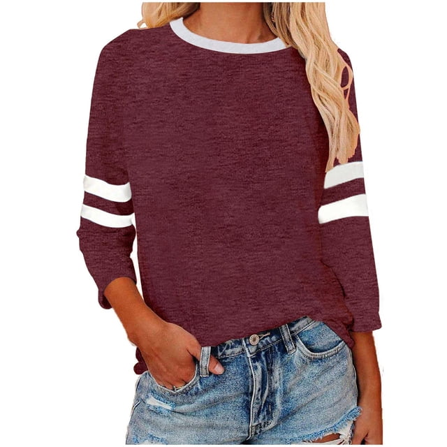 Timegard Hauts pour Femmes Grande Taille Col Rond Manches 3/4 T-Shirts Confortables Tunique Décontractée pour Porter avec des Leggings