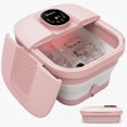 thumbnail image 1 of MaxKare Collapsible Foot Spa Bath Massager with Heat, Digital Display Remote Control, 6 Large Massage Rollers, Pink, 1 of 10
