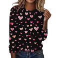 thumbnail image 2 of T-shirts de Saint-Valentin pour Femmes, Chandail en Molleton à Col Rond avec Cœur d'Amour, Chandail Mignon Gnome, Hauts, Tenues, Vêtements, Mode pour Dames, Col Rond, Manches Longues, T-Shirt Imprimé Saint-Valentin, 2 of 4
