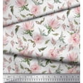 thumbnail image 3 of Soimoi White Heavy Satin Fabric Flower & Leaves Watercolor Fabric Prints By Yard 54 Inch Wide, 3 of 3