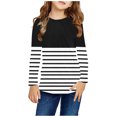 thumbnail image 2 of MeetoTime Chemises à Manches Longues pour Filles, Col Rond Rayé Imprimé, Blouses Décontractées et Élégantes, Pull pour Enfants 3-14 Ans, 2 of 6