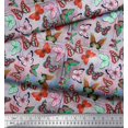 thumbnail image 3 of Soimoi Modal Satin Fabric Colorful Butterfly Printed Fabric 1 Yard 42 Inch Wide, 3 of 5