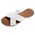 thumbnail image 1 of Penkiiy Womens Studded Flat Sandals Open Toe Slip On Mule Slides Crossed Strap Slipper 38 White, 1 of 4