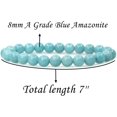 thumbnail image 2 of Bracelet Extensible Unisexe en Perles Rondes de 8 mm en Pierre Précieuse d'Amazonite Bleue Naturelle 7 Pouces, 2 of 5