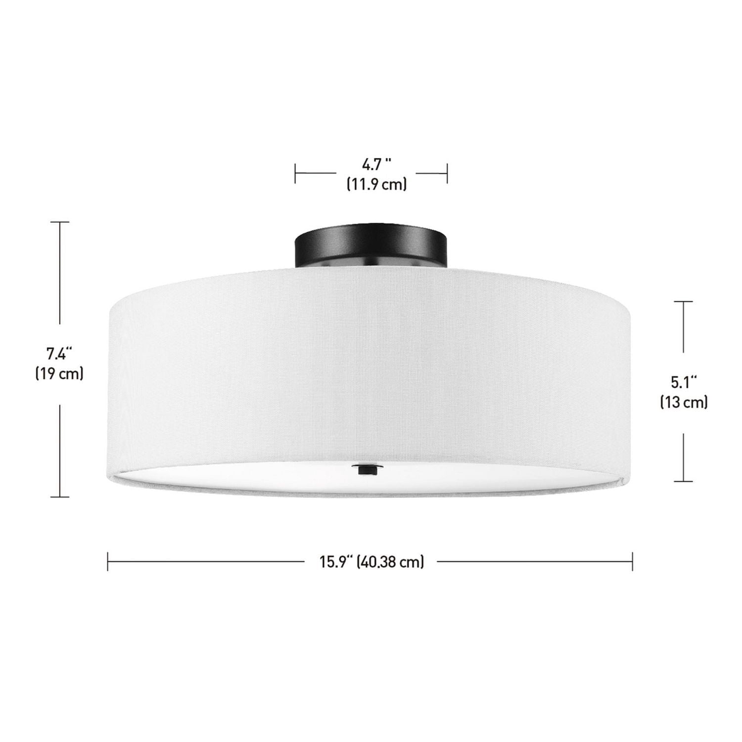 Globe Electric Kyle 2-Light Metal Flush Mount Ceiling Light, Dark Bronze, White Linen Shade, 60315