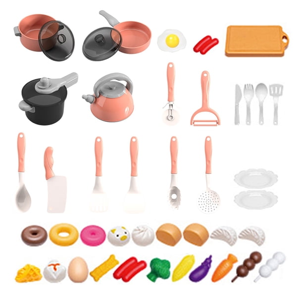 Jouet de Cuisine pour Enfants, Ensemble de Pile de Cuisine 13 Pcs, avec Accessoires d'Aliments de Jeu Casseroles Poêles, Apprentissage de la Cuisine