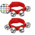thumbnail image 1 of Dvruxg 2 Pcs Clochettes de Poignet, Grelots Clochettes de Cheville Clochettes de Poignet Bracelet Instruments de Percussion Bande Rythmique Musicale 4 Clochettes Argentées pour Fête Noël (Rouge), 1 of 3