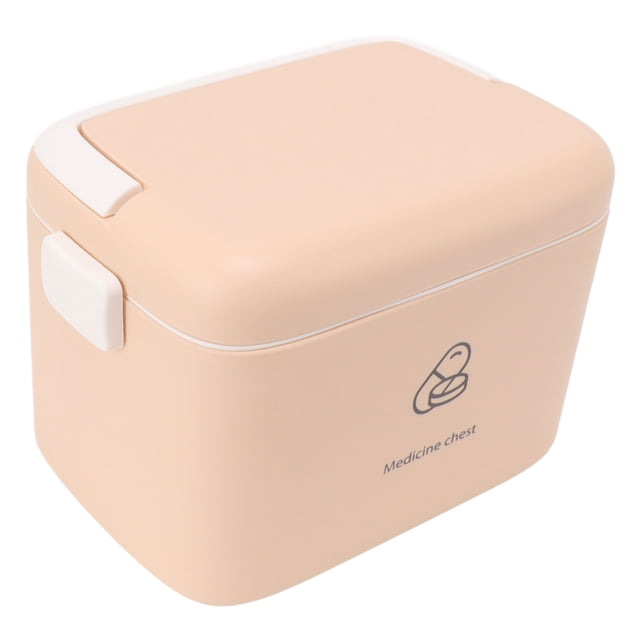 Medicine Box, Thickened PP First Aid Safe Medication Storage Box Container with Removable Tray & Portable Handle, Family Emergency Medicine Kit Case Organizer
