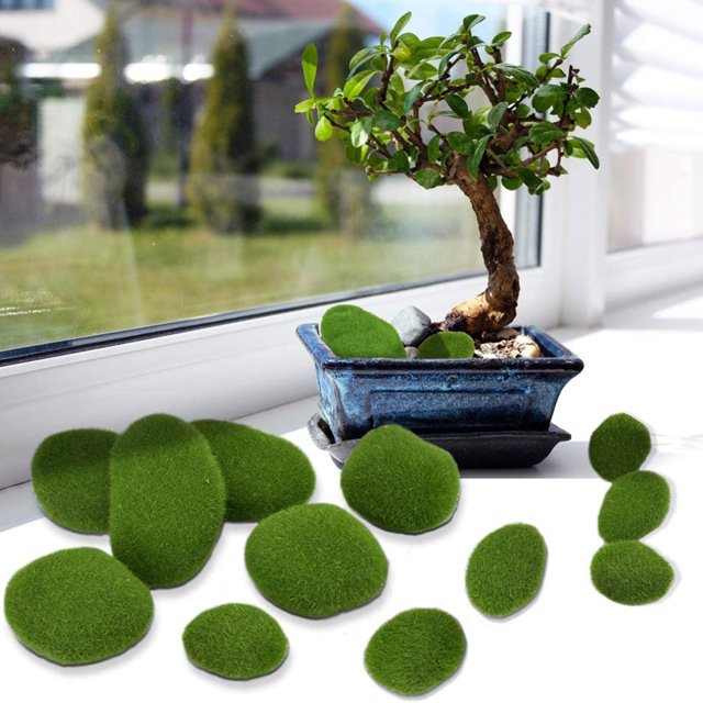 Small Middle Big Moss Rock 12 Pcs Artificial Moss Stones Moss Ball Small Middle Big Moss Rock Green Moss Balls Decorative Simulation Moss For Flower Pot Garden