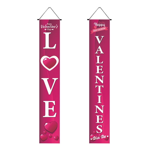 Aqestyerly Décorations à Thème Amour, Couplet de Porche de la Saint-Valentin, Bannière de Rideau de Maison, Drapeau de Fête, Décoration de la Maison