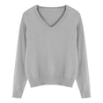 thumbnail image 4 of BLVB Chandails Chauds pour Femmes Col en V Classique Doux Chandail Confortable Ample Décontracté Manches Longues Automne Hiver, 4 of 5