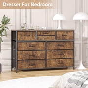 GloryStar Fabric Dressers for Bedroom with 10 Drawer, Modern Chest of Drawers, Large Storage Organizer Unit with Fabric Bins for Living Room, Hallway, 45" Wide TV Stand Dressers, Steel Frame