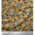 thumbnail image 1 of Soimoi Tissu Poly Georgette Feuilles & Rennes Imprimé Animal au Mètre 52 Pouces de Large, 1 of 3