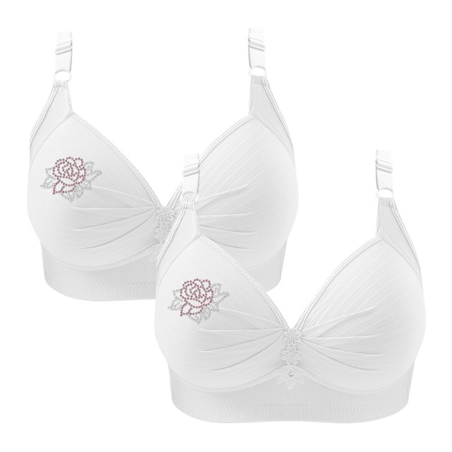 Timegard Wireless Bras for Women 2pc Ruched Full Support Adjustable Strap Comfy Daily Seniors Bras