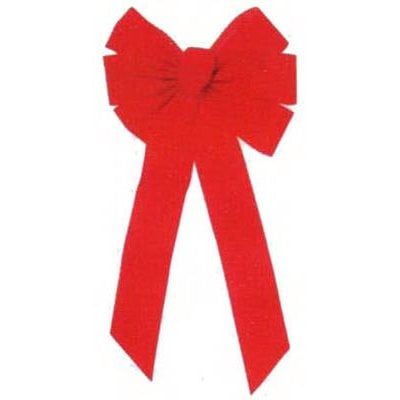 Christmas Bow, 7-Loop, Red Velvet Glittered, 12 x 26 x 3-In. -6072