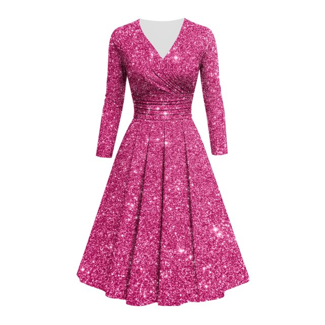 Offre à Durée Limitée Iumwxz Robe Tunique à Col en V à Manches Longues pour Femmes avec Imprimé Rose Brillant et design Fluide et Plissé. Fabriquée à 80 % de Coton et 20 % d'Élasthanne, Cette Robe Maxi-Longue Convient aux Tenues Décontractées, de Fête, de Vacances Ou de Rue. la Robe a une Taille Ajustée et des Manches Longues, Idéale à Agencer avec des Talons Ou des Ballerines.