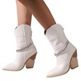 thumbnail image 4 of Qertyioot Bottes de Neige Zippées pour Femmes, Bottes Mode Unies à Talons Hauts Pointus, 4 of 5