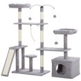thumbnail image 1 of Light Grey Cat Tree with Condo & Scratching Posts - 53” Multi-Level Tower for Indoor Cats | Living Room, Bedroom Play & Rest Area, 1 of 7
