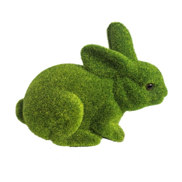 Décorations de Pâques pour la Maison, Figurine de Lapins Floqués Verte pour Bureau, Décorations de Fête de Pâques et Ornement Festif de Table