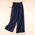 thumbnail image 1 of Mefallenssiah Women'S Spring Summer Solid Color Leisure Retro Drawstring Side Frenulum High Waist Broad Leg Pants Plus Size Pants, 1 of 6