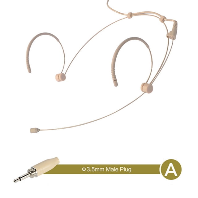 Bgsha Beige Double Earhook Headset Mic Headworn Microphone 3.5mm 3 Pin 4 Pin XLR Plug