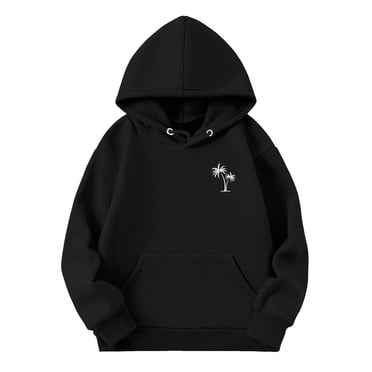 GDREDA Chandails à Capuchon Confort pour Anxiété Enfants Filles Chemise de Sport Garçon Fille Personnalité Décontractée Imprimé Cocotier Chandail à Capuchon Pull à Capuche avec Poche Adapté pour Adolescent (Noir, 9-10 Ans)