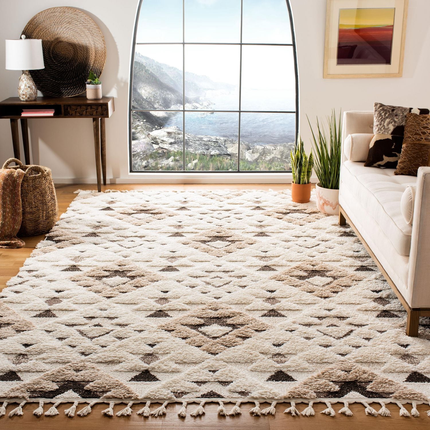 Safavieh Moroccan Tassel Shag Larry Geometric Area Rug