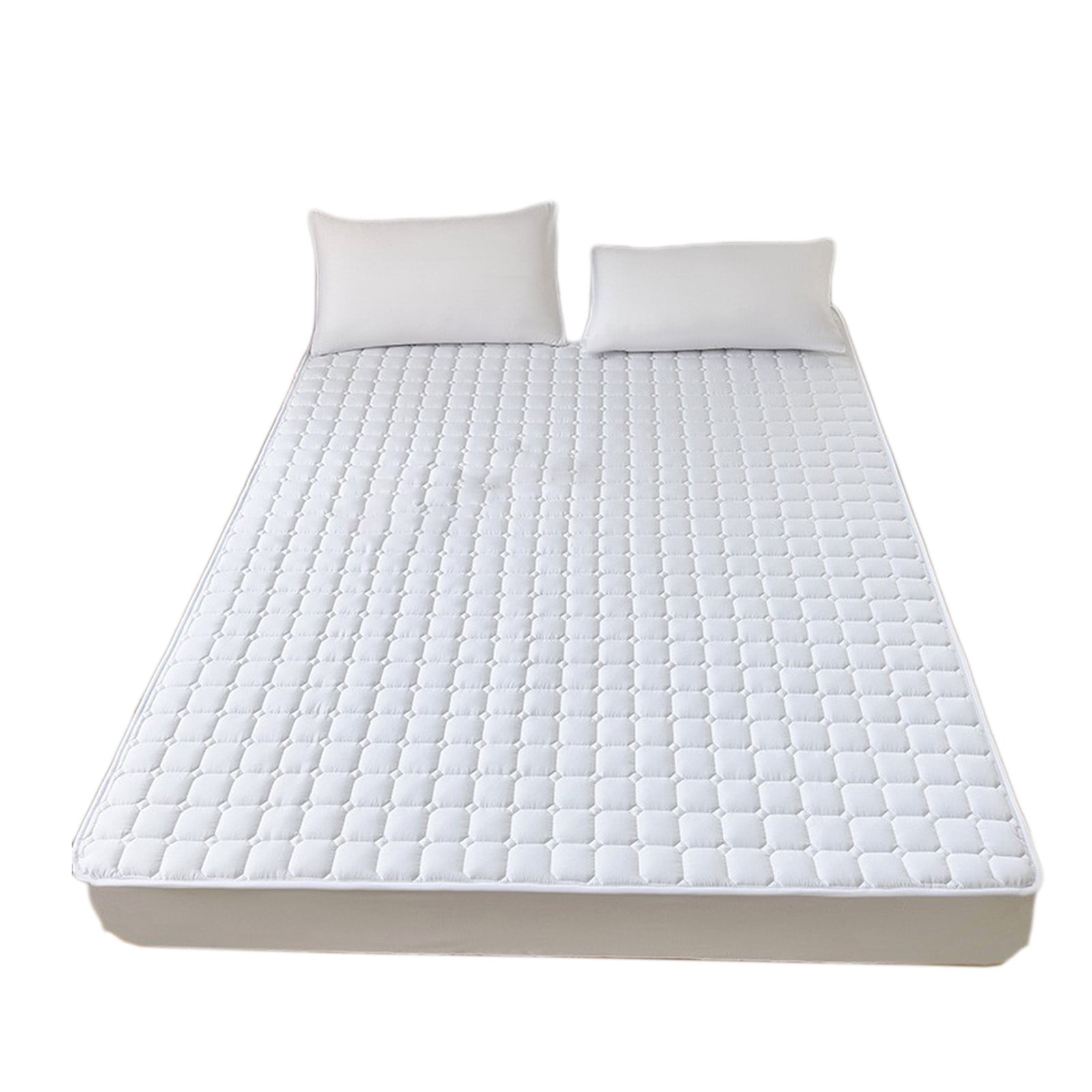 Btomtd Matelas pour Toutes les Saisons Coussin Doux Tapis Antidérapant Format Lit Double, Blanc