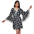 thumbnail image 1 of Moomaya Peignoir Imprimé pour Femmes Robe de Chambre Courte en Coton Peignoir d'Été, 1 of 6