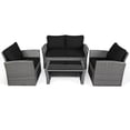 thumbnail image 2 of Costway 4PCS Patio Rattan Furniture Set Sofa Table Storage Shelf Black Cushion, 2 of 10