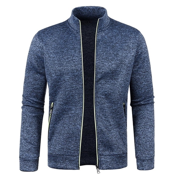 Pisexur Chandails Cardigan pour Hommes à Fermeture Éclair Complète, Col Montant, Coupe Ajustée, Chandail Tricoté Décontracté avec 2 Poches avant