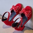 thumbnail image 3 of Girls Rhinestones Bow Dress Shoes Little Kids Wedding Party Glitter Open Toe High Heel Princess Pumps Sandals, 3 of 7