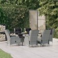 thumbnail image 1 of vidaXL 7 Piece Garden Dining Set Light Grey Poly Rattan, 1 of 5
