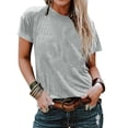 thumbnail image 2 of FAIWAD Womens Short Sleeve Tops Summer Round Neck Short Sleeve Plus Size T Shirts Causal Beach Vacation Basic Tees, 2 of 6