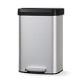 thumbnail image 1 of 50L Stainless Steel Kitchen Trash Can with Plastic Soft-Close Lid and Step Pedal – 13 Gallon Rust-Resistant Metal Garbage Bin with Liner Rim & Rear Handle, Silver, 1 of 6