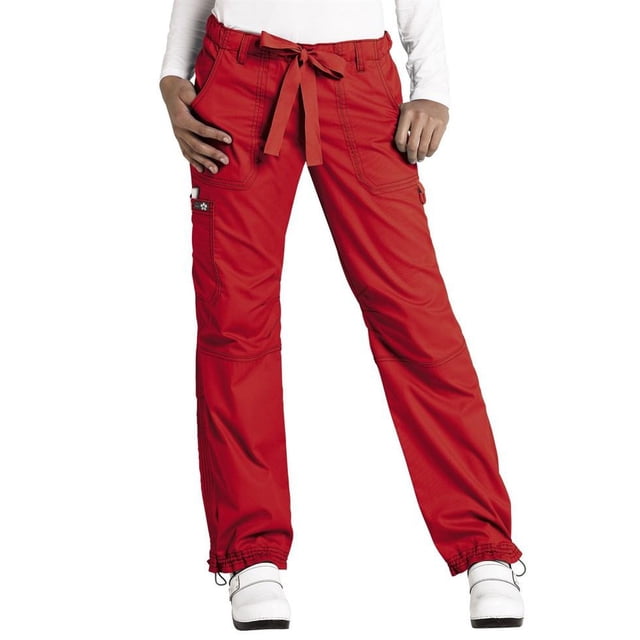 KOI Women's Lindsey Ultra Comfortable Cargo Style Scrub Pants, Ruby, XX-Large
