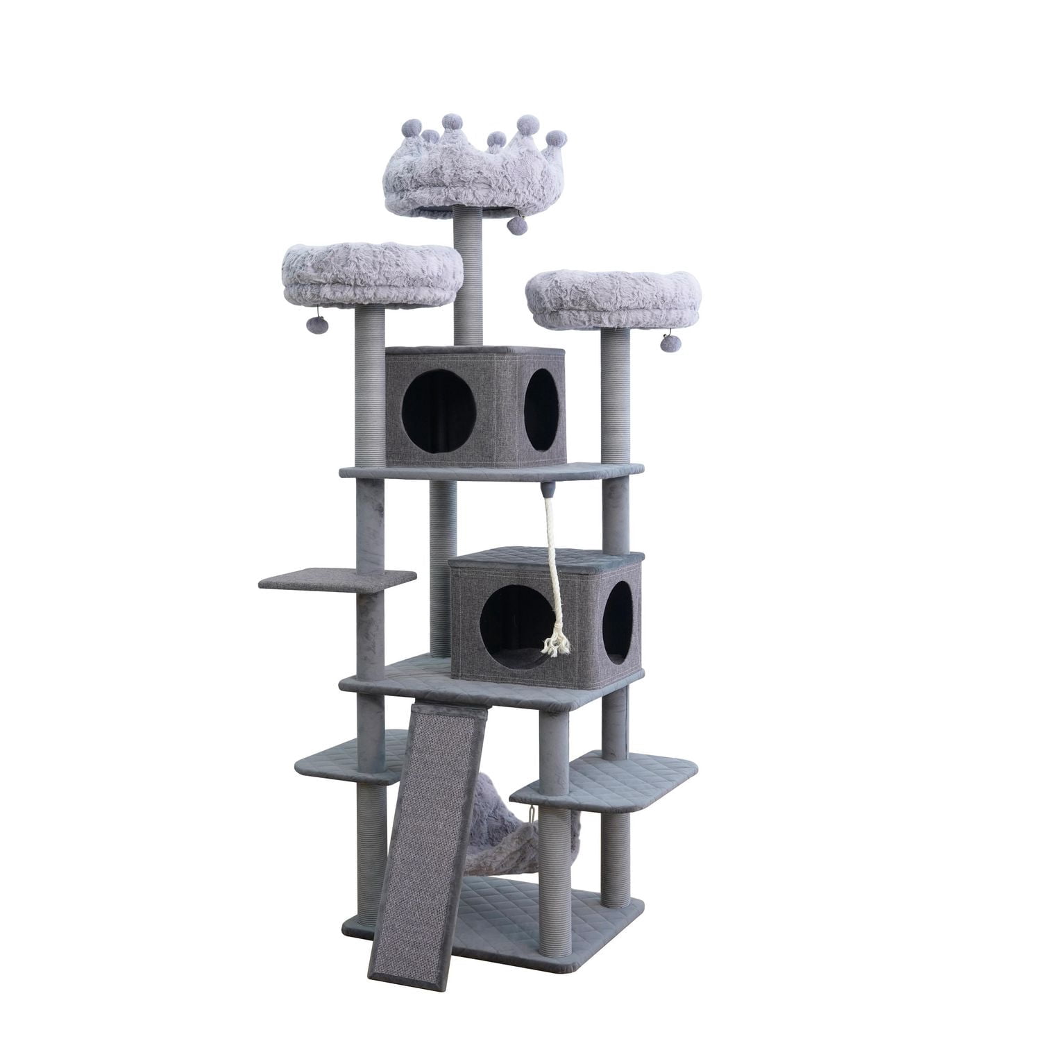 Home4Cat 74.2" 9-level Extra-Large Cat Tree – Multi-Activity Tower for Multi-Cat households, Gray