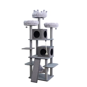 Home4Cat 74.2" 9-level Arbre de chat extra-large – Tour multi-activité pour les ménages multi-chat, gris