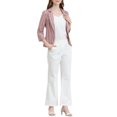 thumbnail image 2 of INSPIRE CHIC Blazer à Rayures pour Femme Manches 3/4 Décontracté Ouvert à l'Avant Revers Cranté Blazer S Rose Foncé, 2 of 7