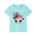 thumbnail image 4 of Rbaofujie T-Shirts pour Fille à Manches Courtes, Jolis T-Shirts Graphiques à Col Rond, Imprimé de Chat de Dessin Animé, Hauts d'Été, 4 of 4