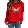 thumbnail image 1 of Hauts Décontractés d'Hiver pour Femmes Chandail en Molleton à Imprimé Papillon Blouse Tee Chandail, 1 of 3